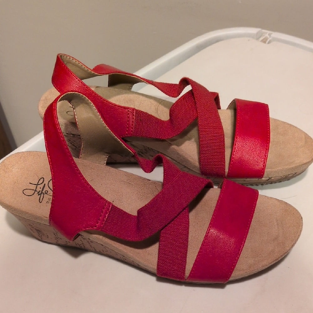 Life Stride Women's Red Wedge Sandals